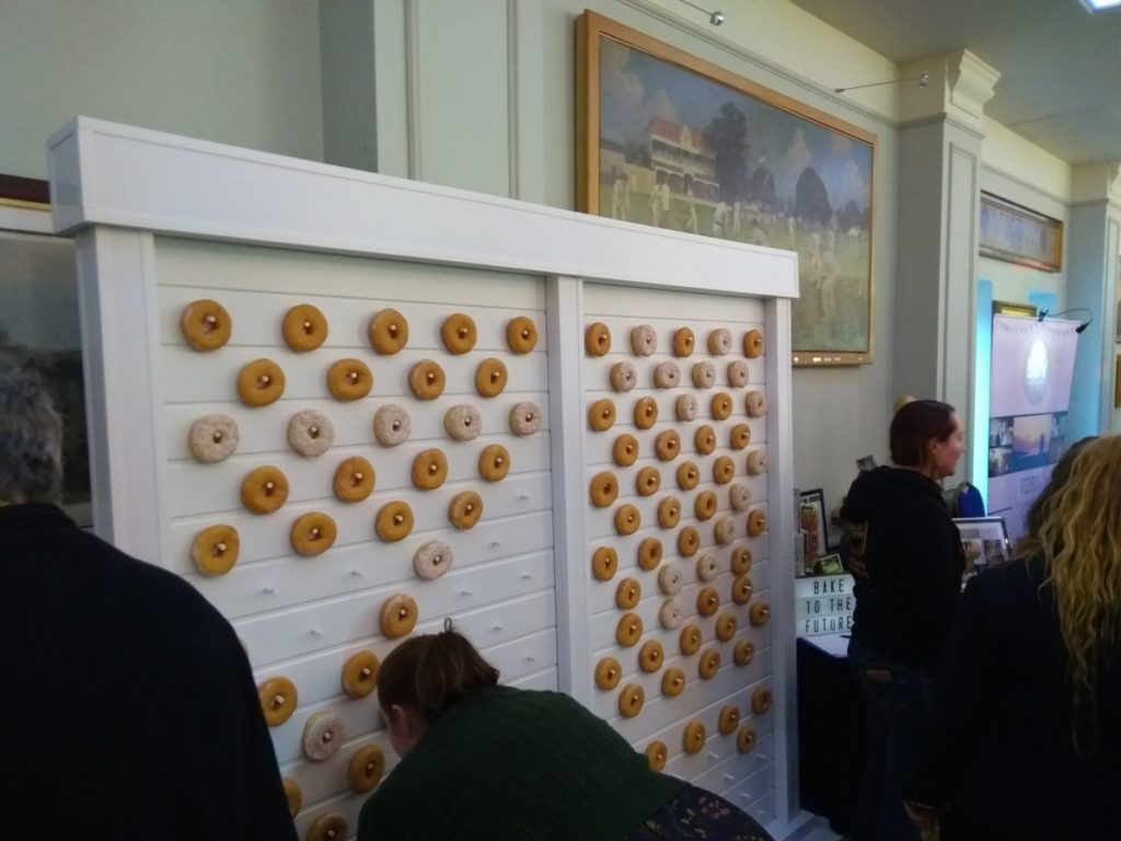 A Wall Covered With Doughnuts.