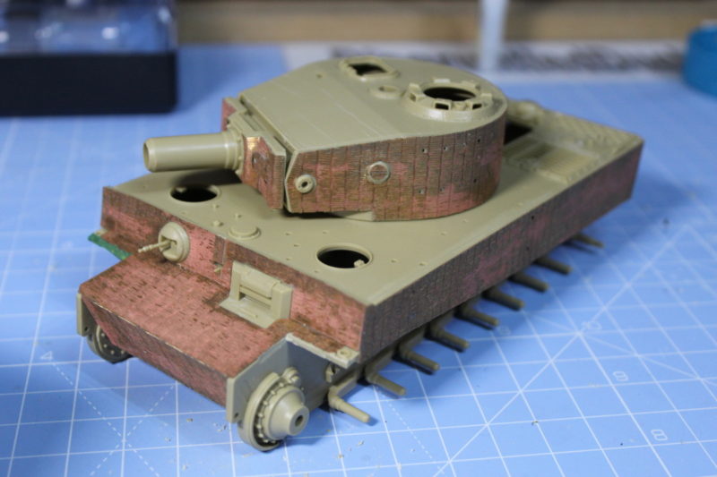 Eduard photo etch applied to the tiger tank scale model.