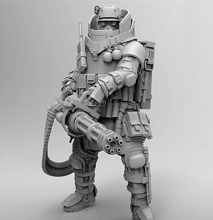 124th Scale Resin Kit Heavy Machine Gunner