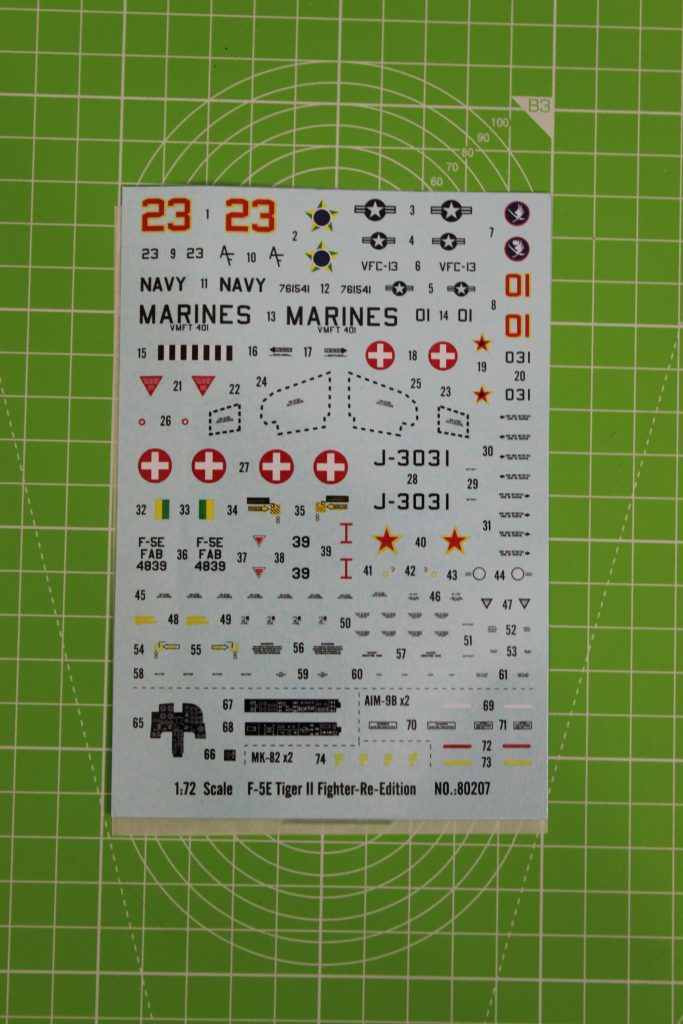 Hobby Boss 172nd Scale F-5E Tiger 2 Fighter Decals