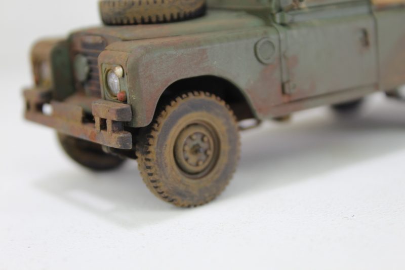 135th Scale Model Land Rover 109 LWB Front Wheel Close Up Details