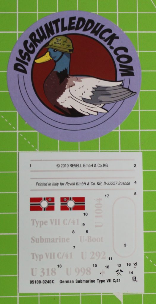 Decals For The Revell German U-Boat Plastic Model Kit