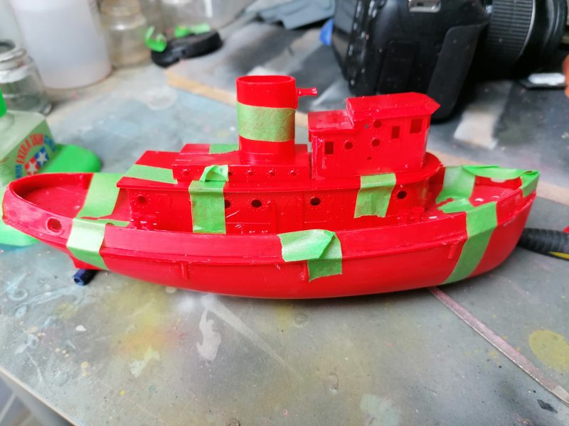 Test Fitting The Parts Of The Revell Harbour Tug Boat Model Before Priming