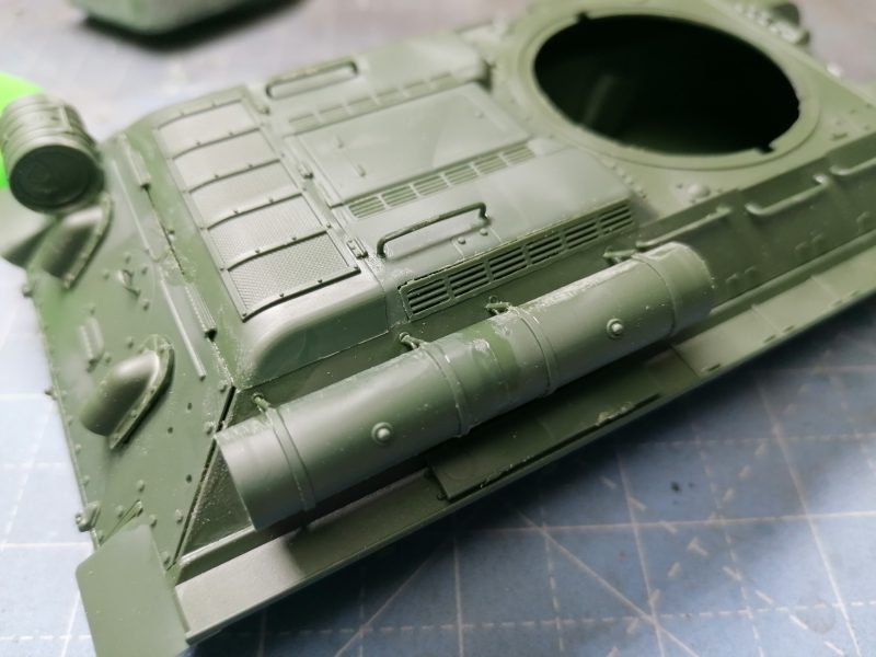 The External Fuel Tanks Fitted On The T-34 Scale Model Tank
