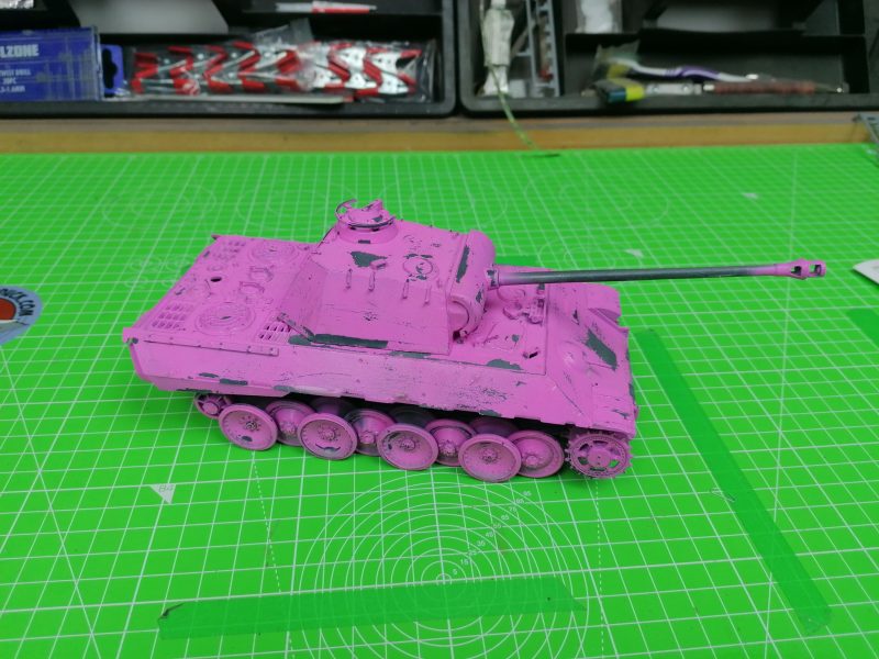The Heavily Chipped Panther Tank. Next Step Some Washes And Weathering