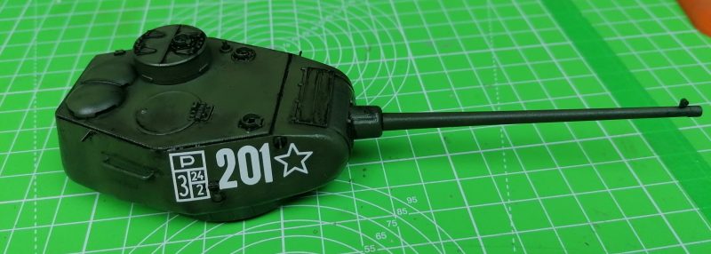 Decals Applied To The Turret Of The ICM T-34 Scale Model