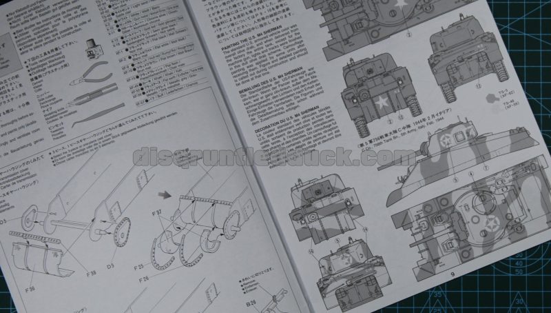 Tamiya 1/35th U.S. M4 Sherman Tank Early Production Model Kit Instructions