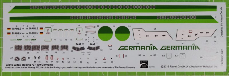 Revell 1/144th Boeing 727-100 Germania Decals