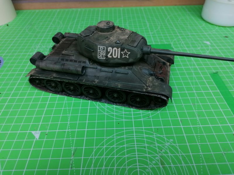 Final Bit Of Weathering Done On The Russian T-34 Model Tank Kit