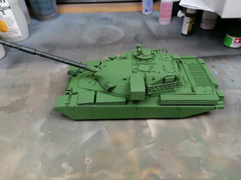 Turret Hull And Side Skirts In Place Ready For The Second Colour