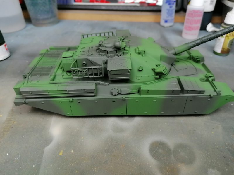 Airbrushed The Second Camouflage Colour On The Tamiya Model Kit