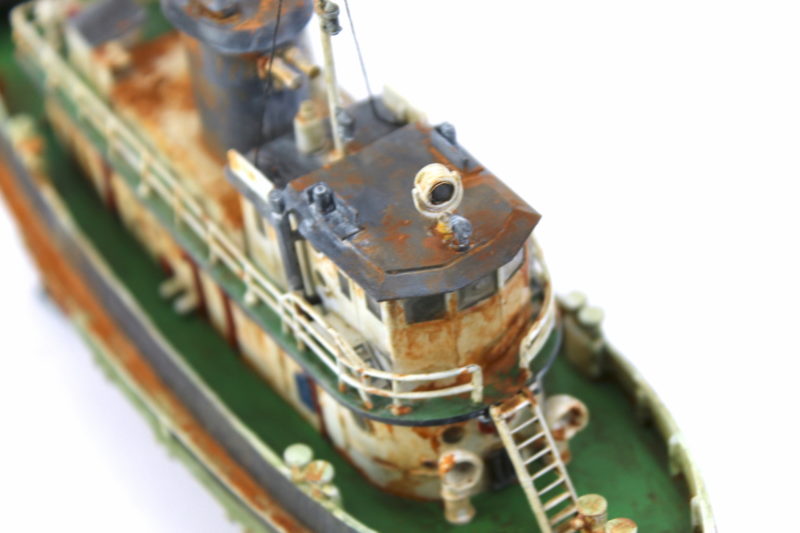 Top View Of The Rusty Tug Boat Model