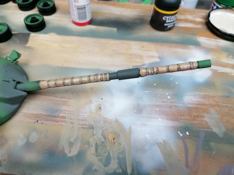 The Gun Barrel On The Scale Model Chieftain Painted And Weathered