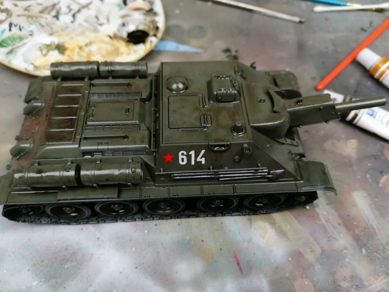 The SU-122 Now Has Decals Applied And A Liberal Coat Of Dark Wash