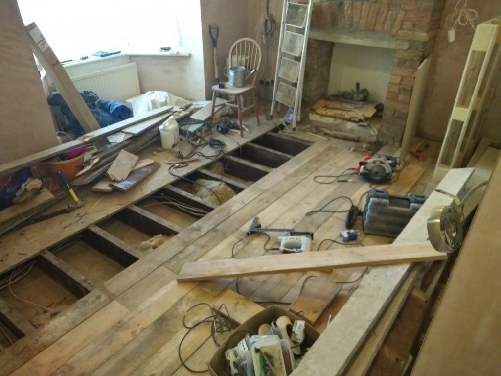 Half The New Floorboards Laid In The Living Room
