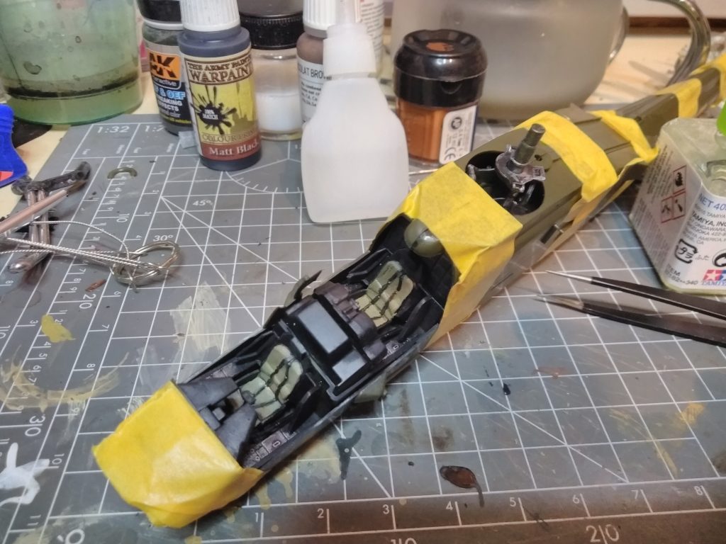 Apache AH-64A 1/48 Model Body Fitted With Cockpit Painted