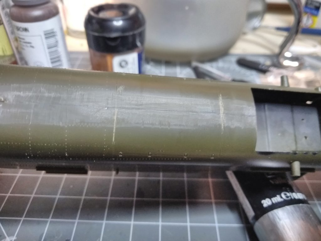 Sanding Down The Join Lines On The Model Apache Helicopter