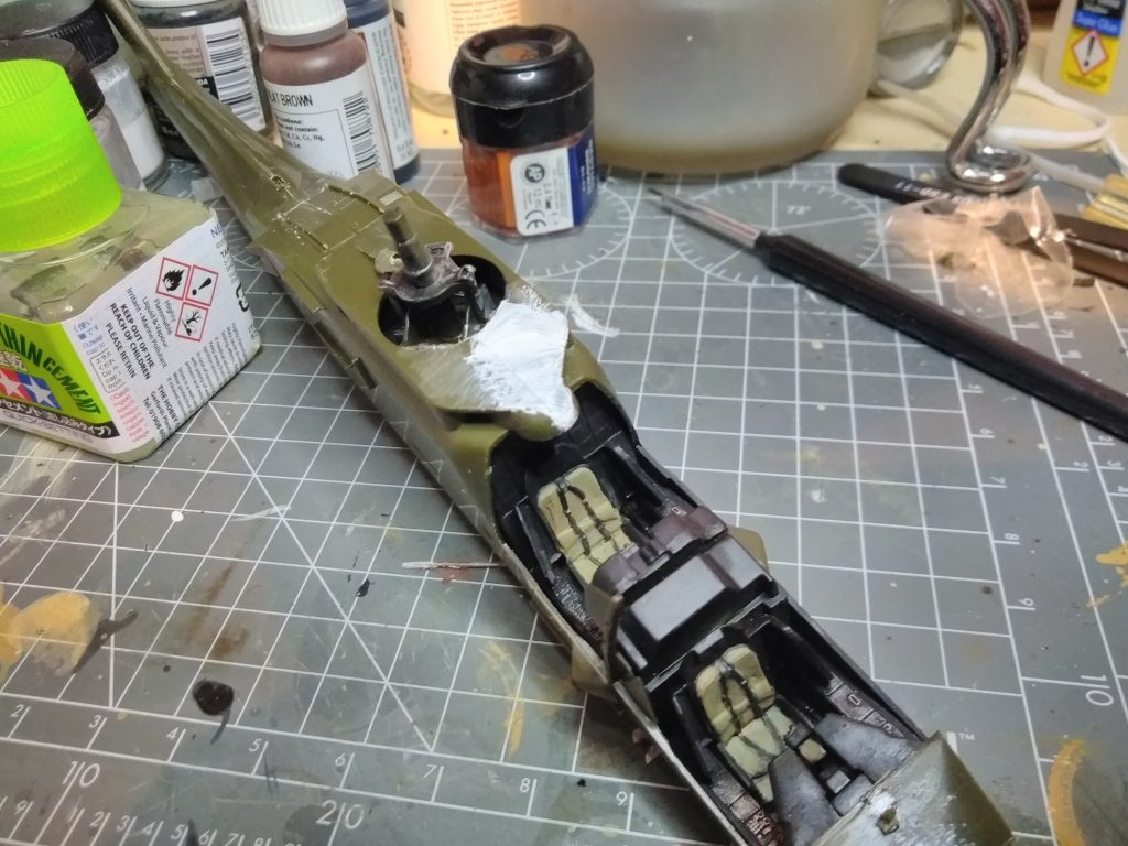 More Detail Work On The Academy Apache Model, Sanding The Joints And Filling Gaps