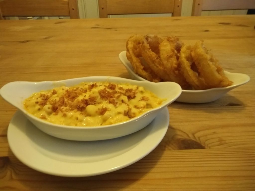 Vegan Mac And Cheese With Onion Rings From The Monument Pub In Canterbury