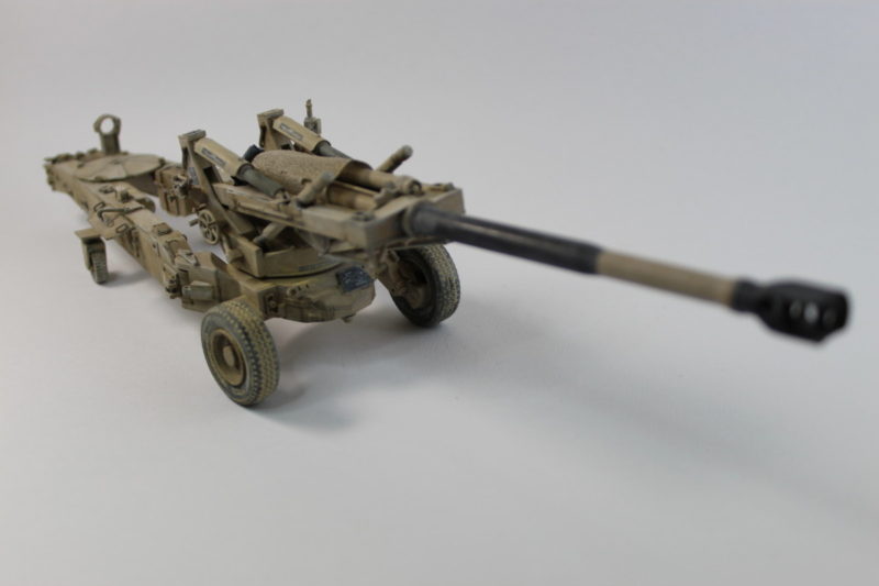 Finished Scale Model Of The U.S M198 Medium Towed Howitzer In Desert Camouflage