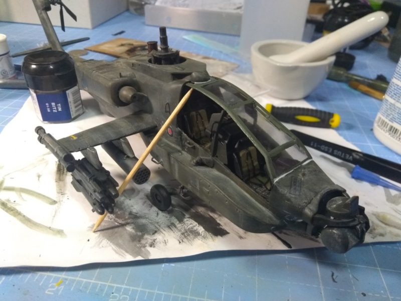 Fitting the cockpit roof to the 1/48th scale Apache helicopter