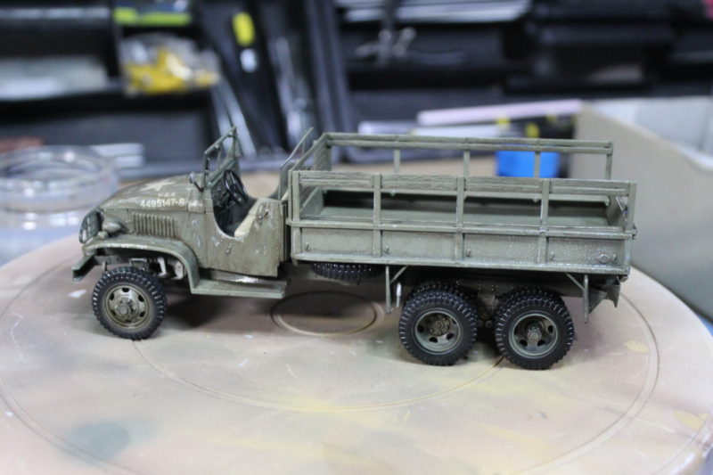 Applying The Chipping to the scale model cargo truck