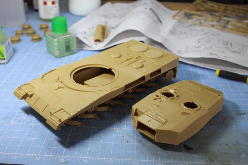 A whole hell of a lot of work joining the main parts of the leopard 2 tank.