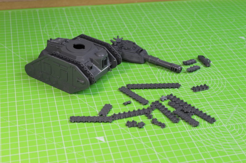 The Parts Of The Unpainted Games Workshop Leman Russ Ready For Undercoating