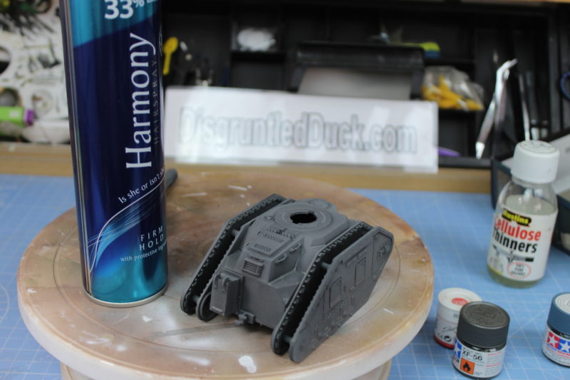Using Hairspray On The Leman Russ Tank To Create Chipping Effect.