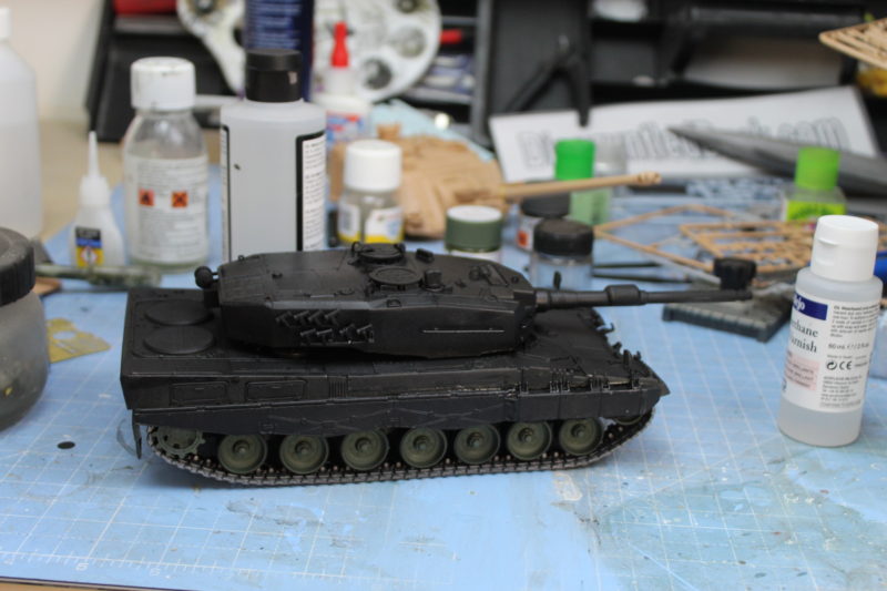 Leopard 2 135th scale model first coat ofvarnish