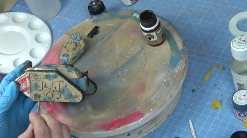 Using Enamels To Do A Pin Wash On The Leman Russ Tank