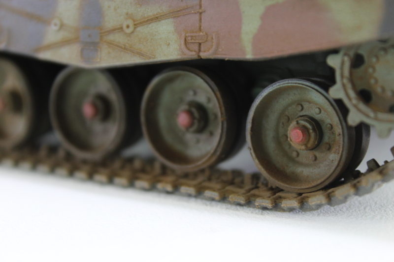 Close Up Details Of The Wheels And Track Of The Leopard 2 Model Tank.