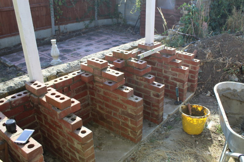 Fitting The Bricks To Hold The Kegs And Grills