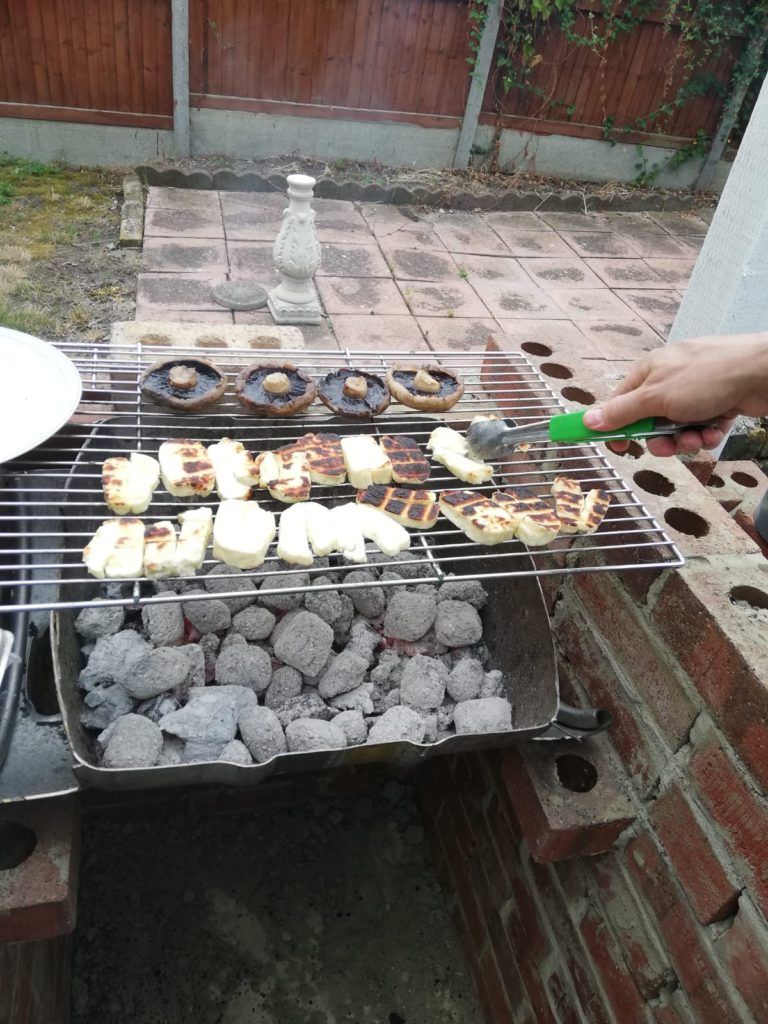 Using The BBQ For Some Mushrooms And Halloumi