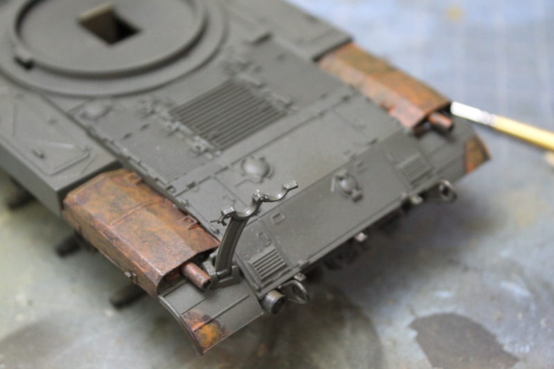 Working On The Rust On The Exhausts On The M41 Scale Model Tank