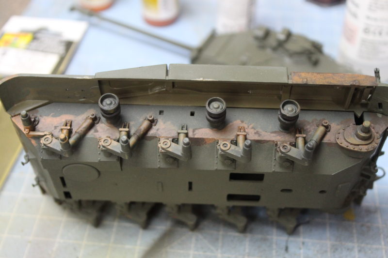 Painting Rust On The Suspension Of The Scale Model Tank 