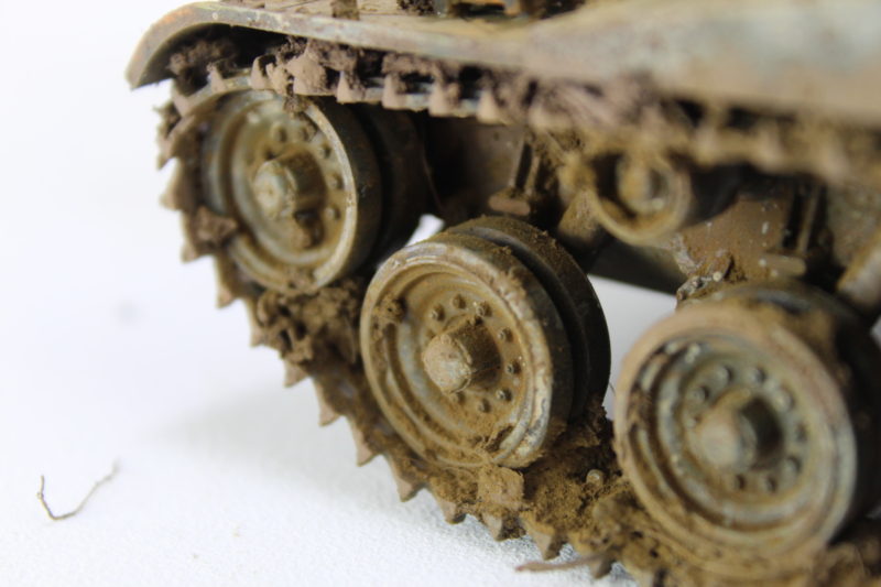 Close Up Details Of The Muddy Tracks On The Tamiya M41 Walker Bulldog