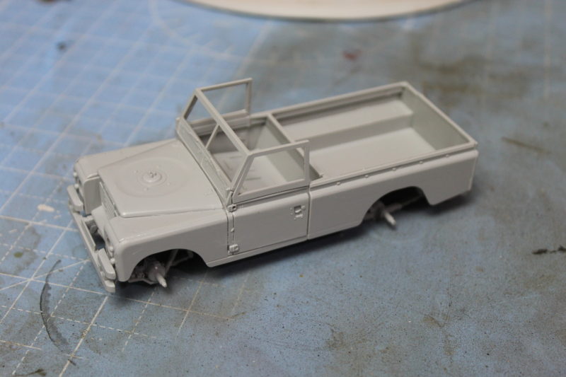 Most Of The Body Work Complete On The Scale Model British Land Rover Kit By Italeri 