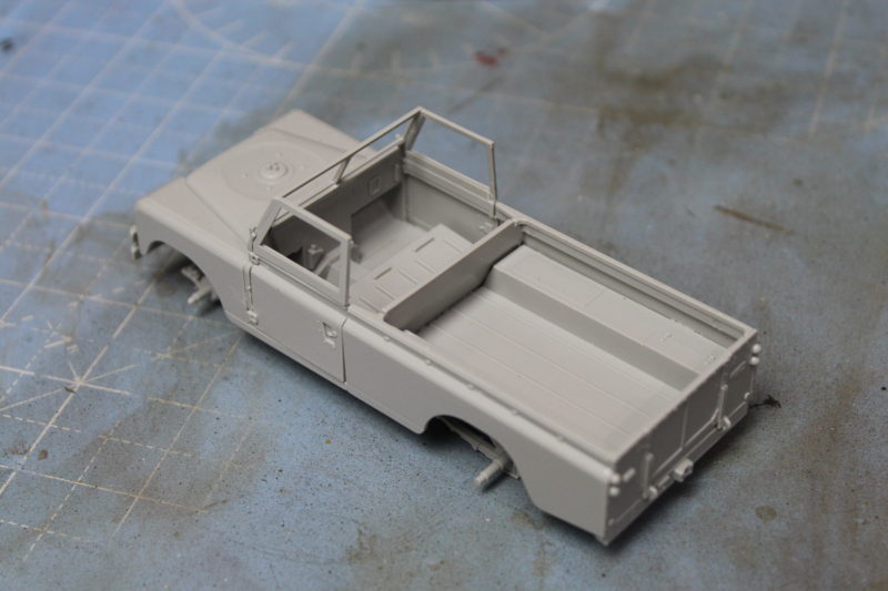 Window Frames, Rear Door And Bonnet Fitted On The Plastic Scale Model Land Rover Model