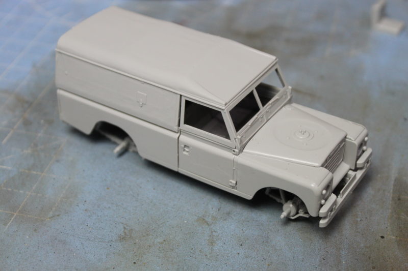 Test Fitting The Roof Of The British Army Land Rover Plastic Model Kit