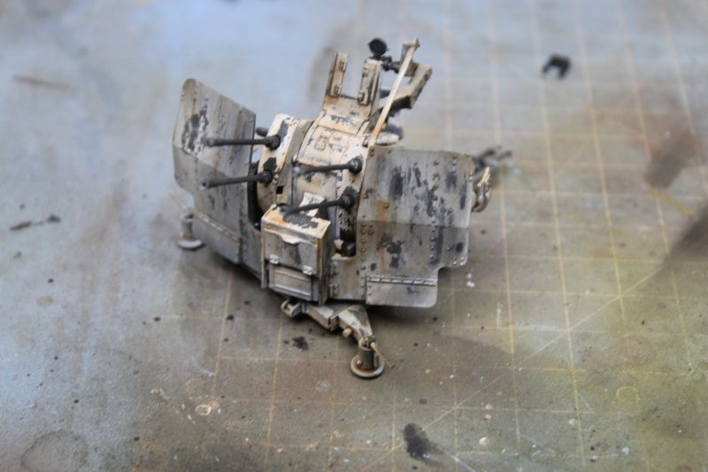 All Parts Of The Tamiya 135th Scale Model Flakvierling 20mm Finished And Joined
