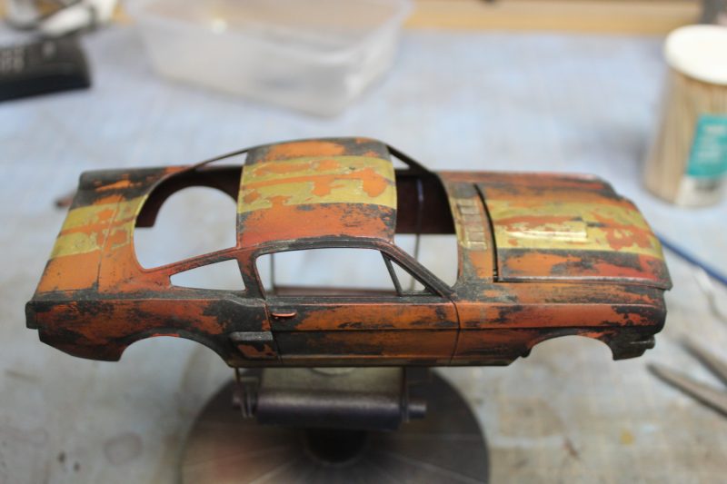 Mustang Model Kit With Paint Chipping To Show The Rusty Car Body