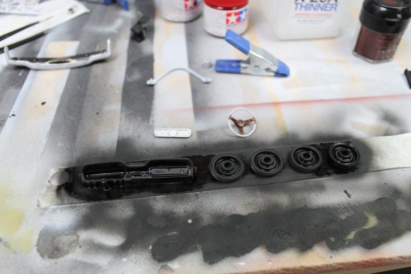 Painting Off The Wheels And Dashboard For The 1966 Ford Mustang Model Kit