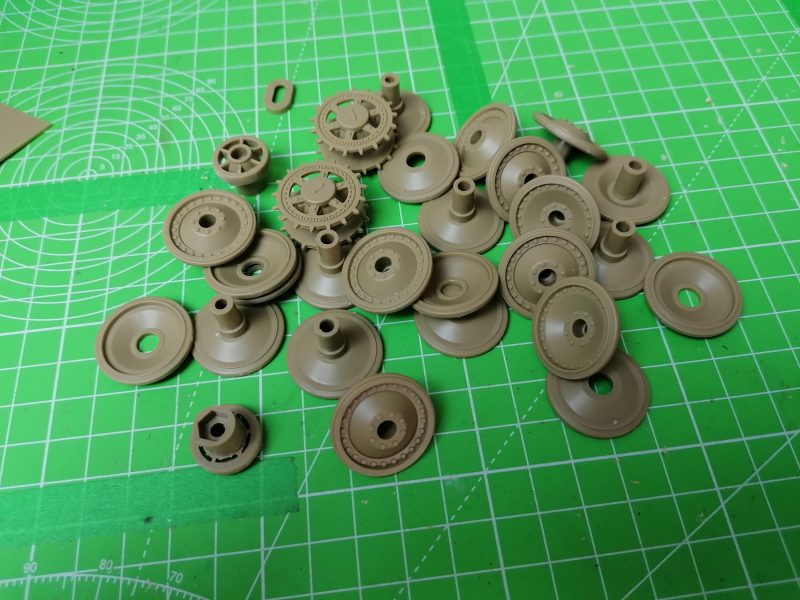 Wheels Sanded And Ready For Painting On The Panther Model